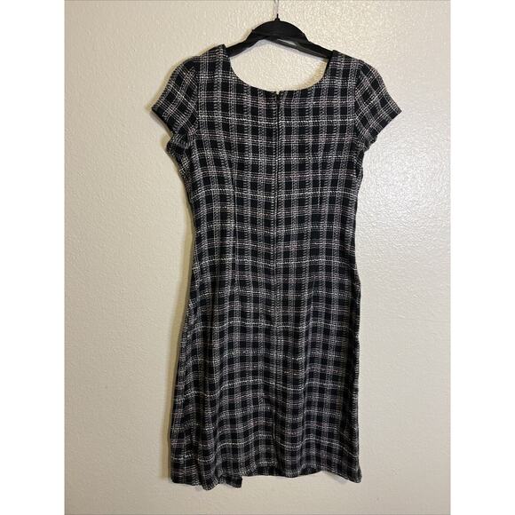 Vintage Jody Sz 5/6 Midi Tweed Plaid Grunge Dark Academia Sheath Dress - Picture 2 of 15